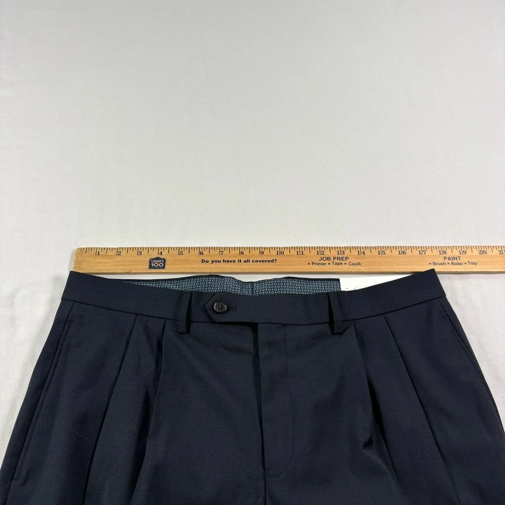 Lauren Ralph Lauren Dress Pants Men 34x30 Blue High Performance Wool Pleated NEW